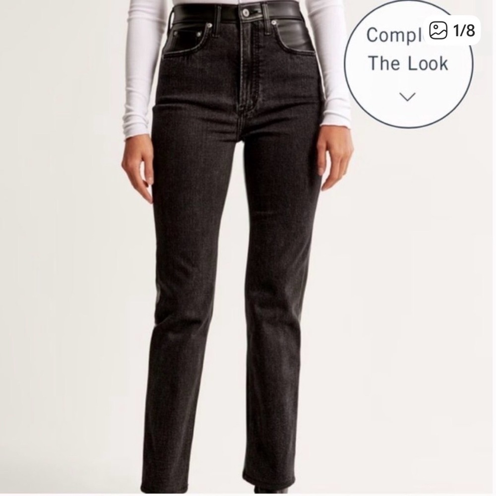 Abercrombie size 26 extra short half pleather jeans